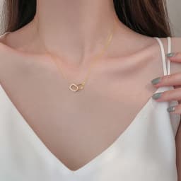 New S925 Silver Round Choker Zircon For Women Fashion Chain Minimalist Dainty Double Circle Pendant Necklace Neck Fine Jewelry