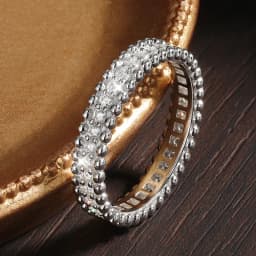 M-JAJA D VVS1 Moissanite Rings for Women Stackable Full Eternity Wedding Band 18K White Gold Plated S925 Sterling Silver Rings