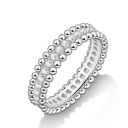 M-JAJA D VVS1 Moissanite Rings for Women Stackable Full Eternity Wedding Band 18K White Gold Plated S925 Sterling Silver Rings