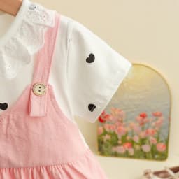 Girl Kid's Dress Summer Two Heart-Shaped Printed Casual Girls' Dress Sweet Baby Girl Clothes