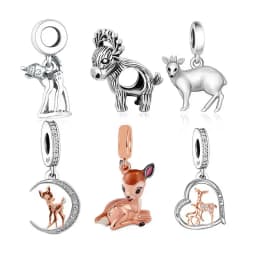 Fit Original Charm Bracelet 925 Sterling Silver Bambie Elk Deer Mother Daughter Love You Pendant Bead For Making Women Berloque