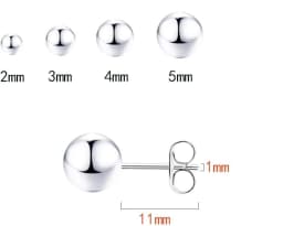 925 Sterling Silver Stud Earrings for Women Sterling Silver Earrings Multiple Piercings 5 Pairs Earrings Set 2mm 3mm 4mm 5mm 6mm