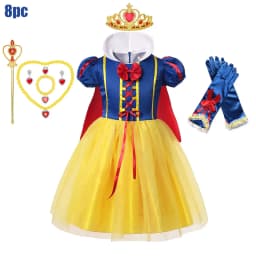 Kids Clothing 2PCS Set Dress+Cloak Snow White Princess Costume Halloween Carnival Cosplay Party Girls Dresses Birthday Party