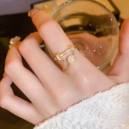 Geometric Exquisite Zircon Adjustable Index Finger Rings for Women Fashion Tassel Stainless Steel Open Rings Jewelry Accessories