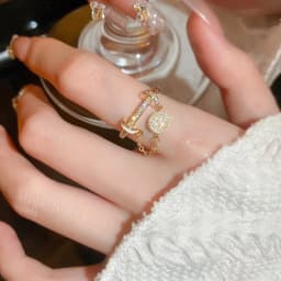 Geometric Exquisite Zircon Adjustable Index Finger Rings for Women Fashion Tassel Stainless Steel Open Rings Jewelry Accessories