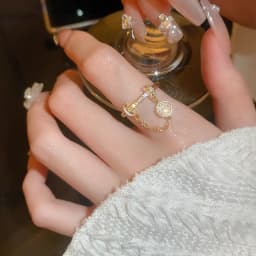 Geometric Exquisite Zircon Adjustable Index Finger Rings for Women Fashion Tassel Stainless Steel Open Rings Jewelry Accessories