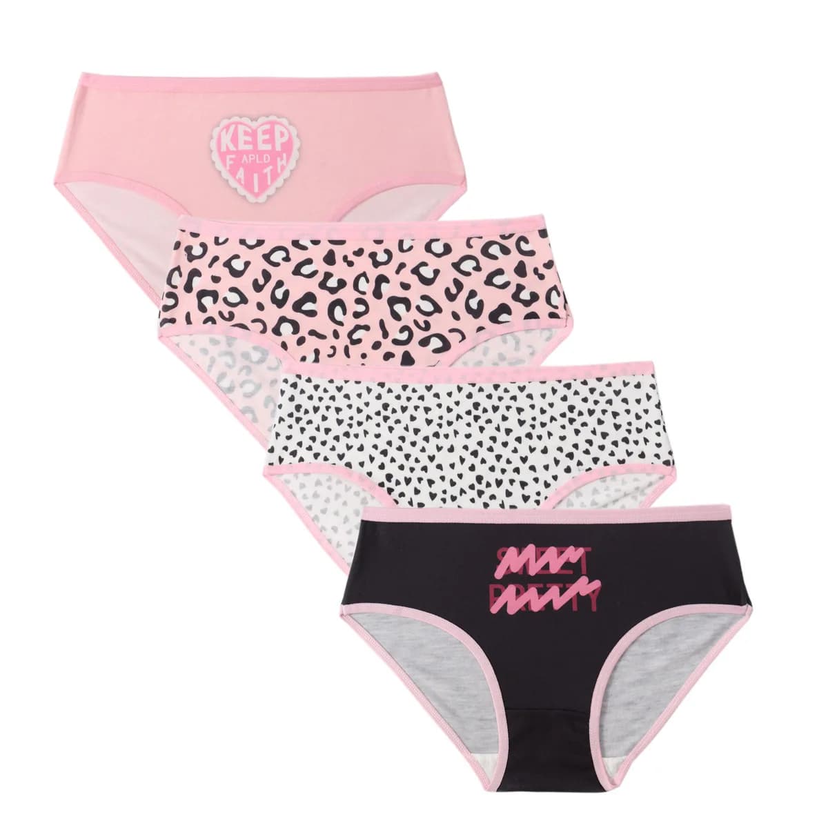 New 4PCS Children's Panties Alphabet Printed Breathable Triangle Panties Girls Student Panties Teenage Teenage Panties Trousers