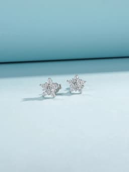 MODIAN D Color Dazzling Moissanite Earrings 925 Sterling Silver Trendy Cute Snowflake Stud Earrings For Women Fine Jewelry