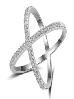 925 Sterling Silver Simple Classic Gorgeous Zircon X-Shaped Ring For Women Engagement Wedding Luxury High Quality Fine Jewelry