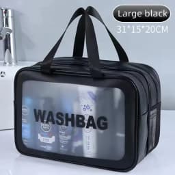 Double Transparent PU Dry-Wet Separation Makeup Bag, Portable Cosmetic Storage Bag for Travel, Fitness & Swimming