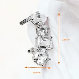 Silver Single Ear Stud Climber Style with White Zircon Europe Glam Fine Jewerly For Women Trendy Gift In 925 Sterling Silver