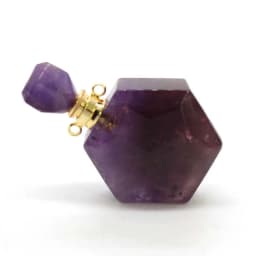 Natural Amethyst Crystal Hexagon Stone Perfume Bottle Pendant Necklace For Women Quartz Gemstone Essential Oil Diffuser Jewelry