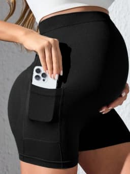 Womens Maternity Yoga Shorts Over The Belly Pregnancy Workout Athletic Biker Shorts With Pockets