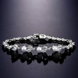 ZAKOL New Classic Leaf Zircon Imitation Pearl Charm Bracelets for Women Wedding Bride Bracelet Female Stylish Jewelry