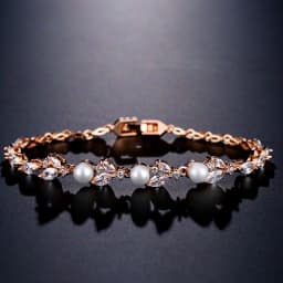 ZAKOL New Classic Leaf Zircon Imitation Pearl Charm Bracelets for Women Wedding Bride Bracelet Female Stylish Jewelry