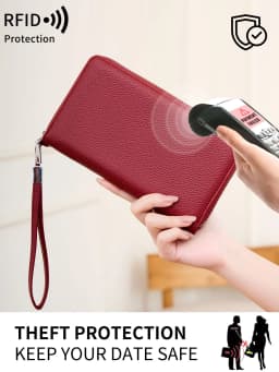 MIYIN Women Wallet RFID Blocking High Quality PU Leather Zipper Wallet Large Capacity Long Wallet Credit Card Clutch Wristlet Wa