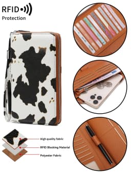 MIYIN Women Wallet RFID Blocking High Quality PU Leather Zipper Wallet Large Capacity Long Wallet Credit Card Clutch Wristlet Wa