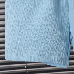 New summer men's short-sleeved woven pure blue button pocket + loose shorts two-piece set