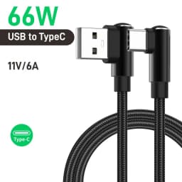 90 Degree Elbow 66W 6A Short Data Cable USB A USB C To Type C Fast Charging Cable For iPhone 15 16 Xiaomi Samsung Huawei