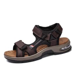 New Summer Genuine Leather Men Sandals Fashion Design Breathable Casual Shoes Men Soft Bottom Outdoor Beach Sandals Big Size 46