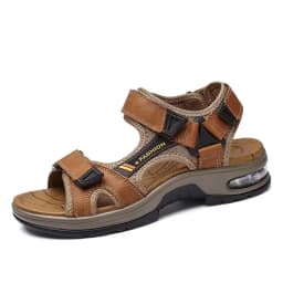 New Summer Genuine Leather Men Sandals Fashion Design Breathable Casual Shoes Men Soft Bottom Outdoor Beach Sandals Big Size 46