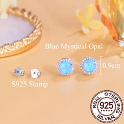 CWWZircons Sterling Silver 925 New Fashion Blue Mystical Opal Big Round Stud Earrings for Women Wedding Decor Fine Jewelry SE121