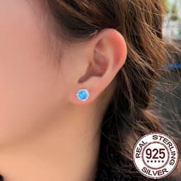 CWWZircons Sterling Silver 925 New Fashion Blue Mystical Opal Big Round Stud Earrings for Women Wedding Decor Fine Jewelry SE121