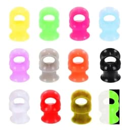 12pc Silicone Ultra Thin Ear Plug Flexible Double Flared Stretcher 2g (6mm) to 1'' (25mm) Gauge Flesh Tunnel Expander
