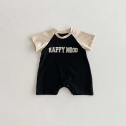 Korean version of summer baby letter printed contrast color short-sleeved jumpsuit, summer baby boy letter short-sleeved jumpsui