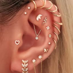 Stainless Steel 12pcs/set Cartilage Stud Earrings - Replaceable Ball Piercing Jewelry Accessories Set - Valentine's Day Gift
