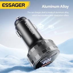 Essager 108W 3Ports USB Car Charger Digital Dispaly PD3.0 Fast Charging Quick Charge 3.0 Adapter for iPhone 16 15 Xiaomi Samsung