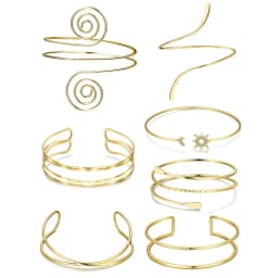 FTCY 7 Pcs Upper Arm Bracelets for Women Adjustable Gold Color Arm Cuff Bangle Women's Jewelry Gifts
