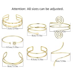 FTCY 7 Pcs Upper Arm Bracelets for Women Adjustable Gold Color Arm Cuff Bangle Women's Jewelry Gifts