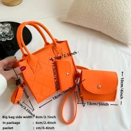 3pcs/set Embossed Women's Handbag Stylish Crossbody Bag Clutch and Wallet, Solid Color Square Shoulder Bag, Fabric for Daily Use