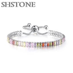 Noble 925 Sterling Silver Bracelet Elegant Zircon Crystal Fine Jewelry For Women Girl Engagement Wedding Glamour 18CM