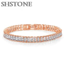 Noble 925 Sterling Silver Bracelet Elegant Zircon Crystal Fine Jewelry For Women Girl Engagement Wedding Glamour 18CM