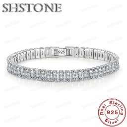 Noble 925 Sterling Silver Bracelet Elegant Zircon Crystal Fine Jewelry For Women Girl Engagement Wedding Glamour 18CM