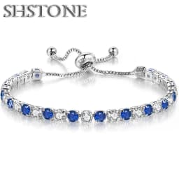 Noble 925 Sterling Silver Bracelet Elegant Zircon Crystal Fine Jewelry For Women Girl Engagement Wedding Glamour 18CM