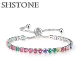 Noble 925 Sterling Silver Bracelet Elegant Zircon Crystal Fine Jewelry For Women Girl Engagement Wedding Glamour 18CM