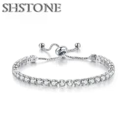 Noble 925 Sterling Silver Bracelet Elegant Zircon Crystal Fine Jewelry For Women Girl Engagement Wedding Glamour 18CM
