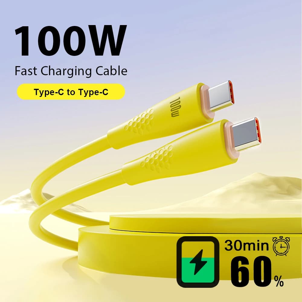 PD100W 5A Super Fast Charge USB C Liquid Silicone Cable For iPhone 16 15 Samsung Galaxy S25 S24 Quick Charger Type-C Data Wire