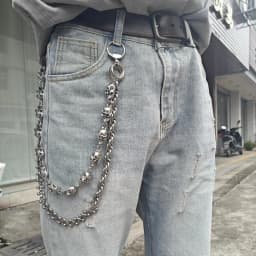 Original DIY Skull Pants Chain Stainless Steel Round Beads Combination Locomotive Chain Punk Men And Women Luxury Accessories