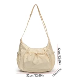 Sweet Korean Style Nylon Shoulder Bag Pleated Handbag Crossbody Bag Lightweight Tote Bag Drawstring Bag Outdoor