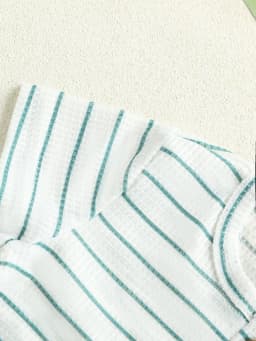 Summer New Arrival Boys’ Double-sided Waffle Knit Printed Short Sleeve T-shirt with Thin Long Pants Set, Simple and Casual Style