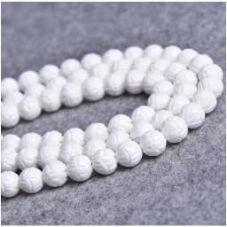 Natural 6/8/10 mm Beads White Lotus Carving Tridacna Shell Stone Buddha Prayer For Jewelry Making DIY Bracelet Necklace