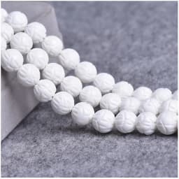 Natural 6/8/10 mm Beads White Lotus Carving Tridacna Shell Stone Buddha Prayer For Jewelry Making DIY Bracelet Necklace