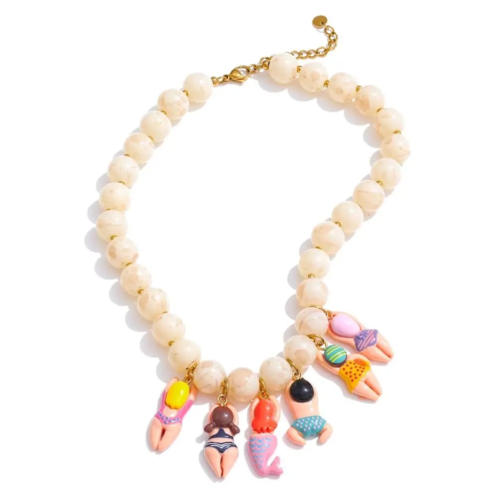 Creative Bikini Doll Necklace Adjustment Imitation Stone Neck Chain Gift Handmade Beads Chain Necklace Accessories