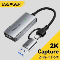 Essager 2 in 1 USB 3.0 Video Capture Card 4K HDMI to USB/Type-c Gaming Live Streaming Grabber Record For Switch Video Recorder