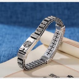 Factory Price S925 Sterling Silver Retro Lucky Pixiu Man Bracelet Thick Style Domineering Trend Personality Jewelry Gift
