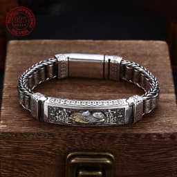 Factory Price S925 Sterling Silver Retro Lucky Pixiu Man Bracelet Thick Style Domineering Trend Personality Jewelry Gift